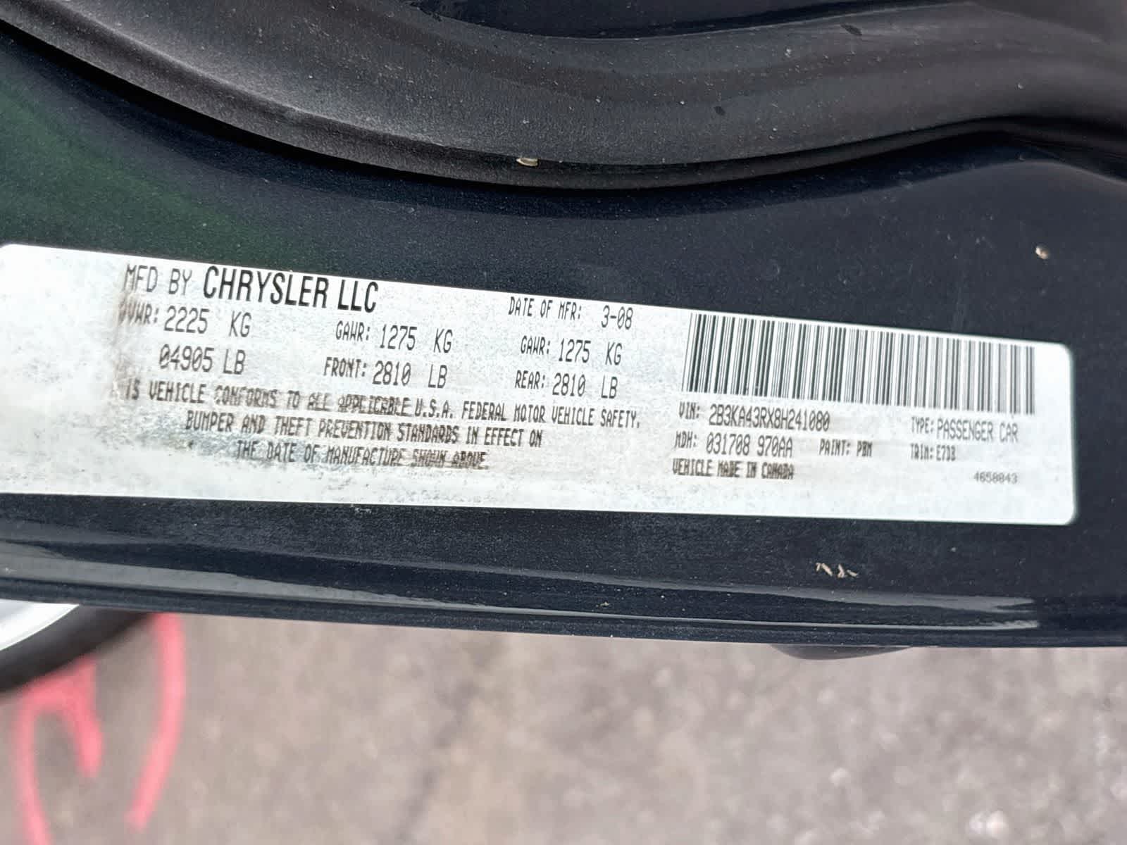2008 Dodge Charger 4dr Sdn RWD